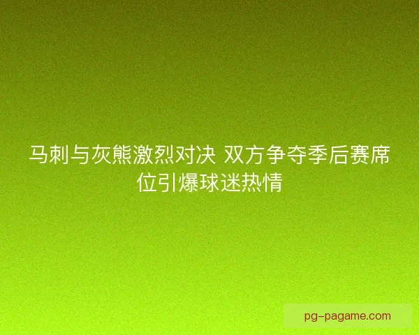 马刺与灰熊激烈对决 双方争夺季后赛席位引爆球迷热情