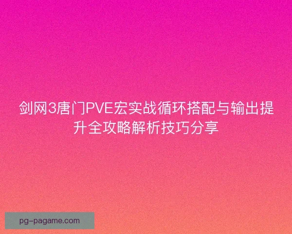 剑网3唐门PVE宏实战循环搭配与输出提升全攻略解析技巧分享
